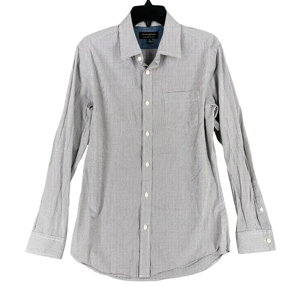 Banana Republic Shirt‎ Mens M Plaid Stretch Soft Wash Slim Fit Business Casual